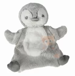 Tex Forest Doudou Marionnette Pingouin Gris Blanc
