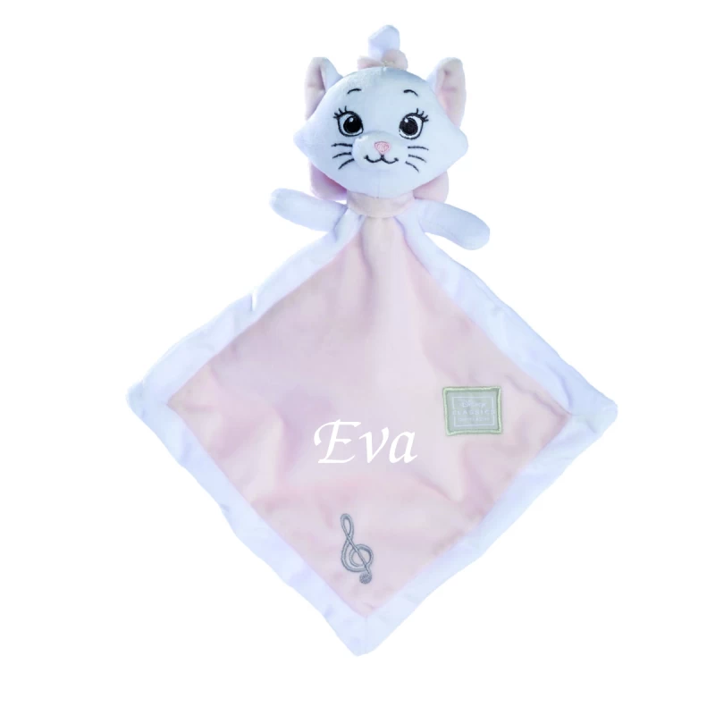 Disney - Marie Le Chat - Doudou Plat Blanc Rose 25 Cm 1 Disney - Marie Le Chat - Doudou Plat Blanc Rose 25 Cm